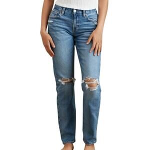 NWT American Eagle Stretch Curvy Ripped Straight Leg Jean in Medium Wash